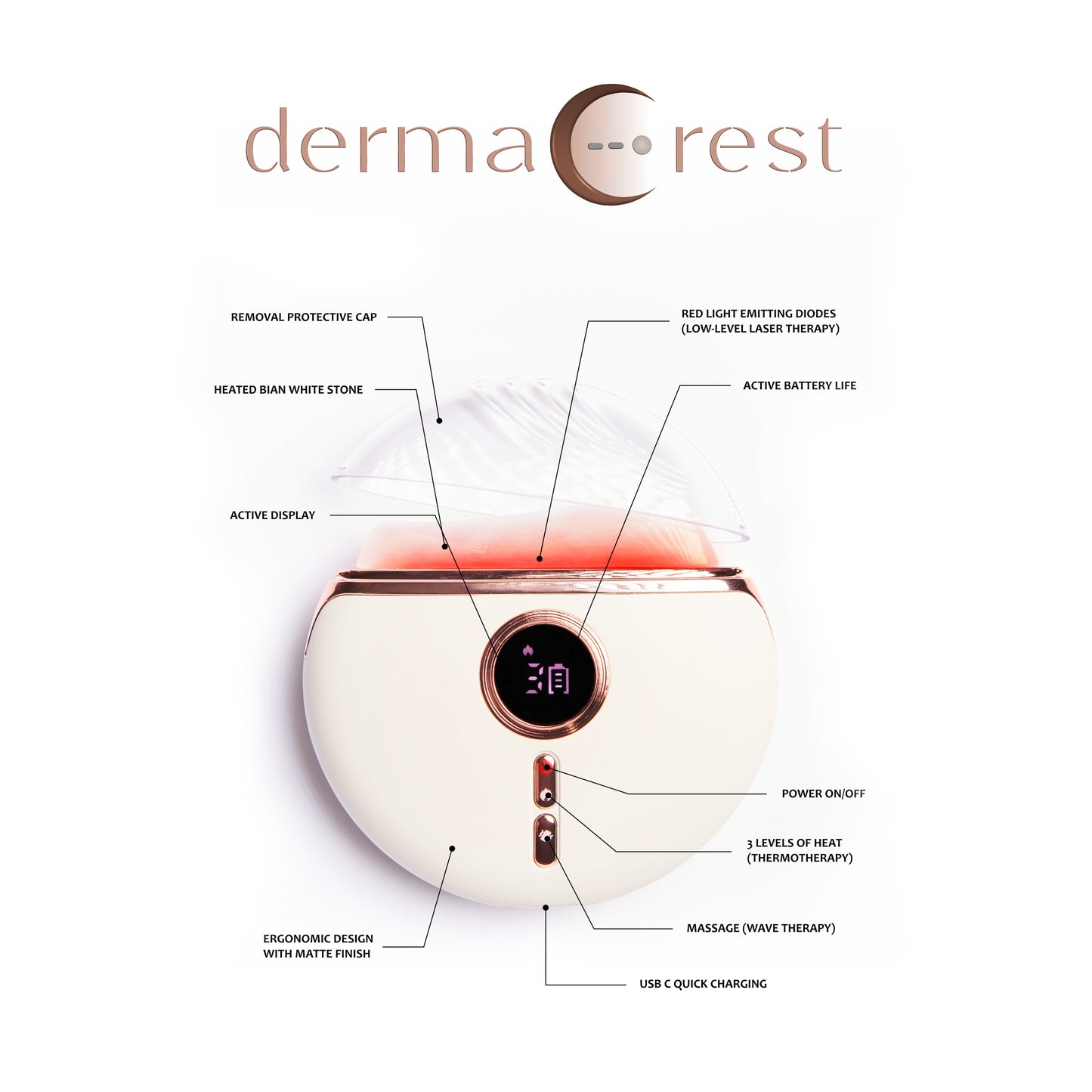 DermaCrest Gua Sha Red Light Therapy Face Sculpting Massager